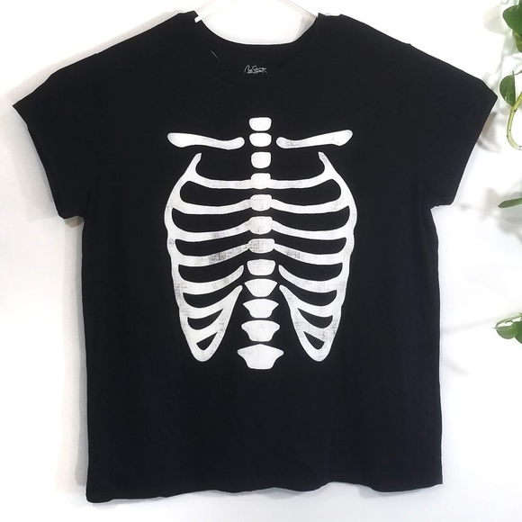 Mens XXL Skeleton Black Short Sleeve Halloween Tee - Picture 1 of 4
